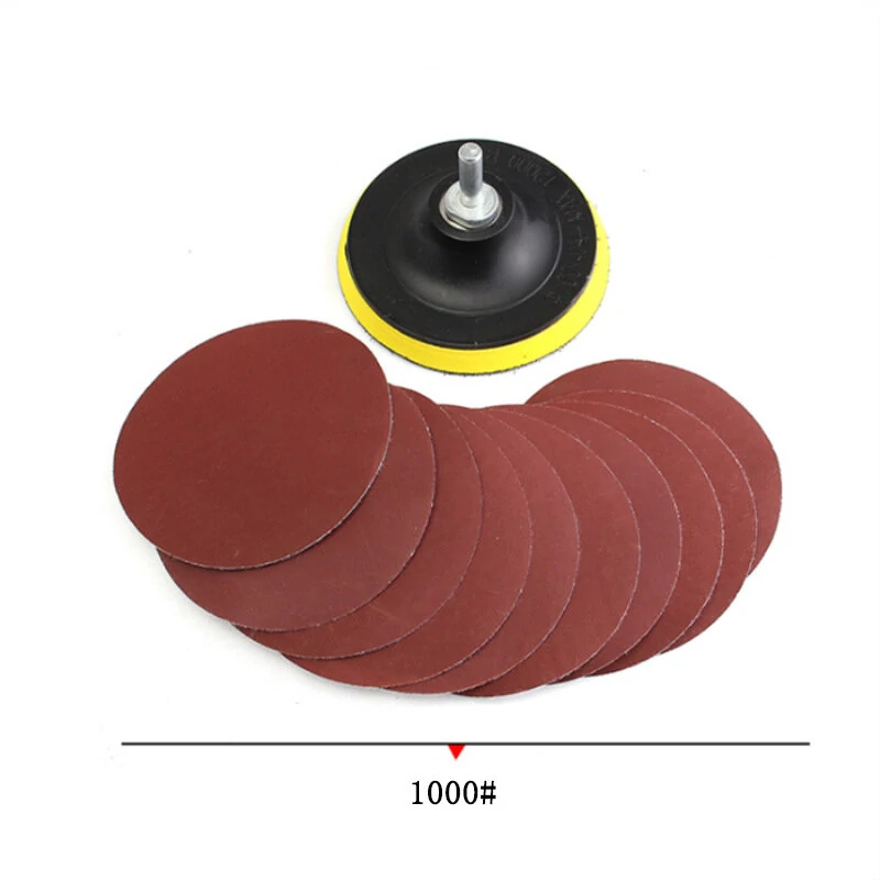 (image for) 10PC 4 Inch Abrasive Sand Discs Sanding Paper 1000 Grit With M10 Base & Handle