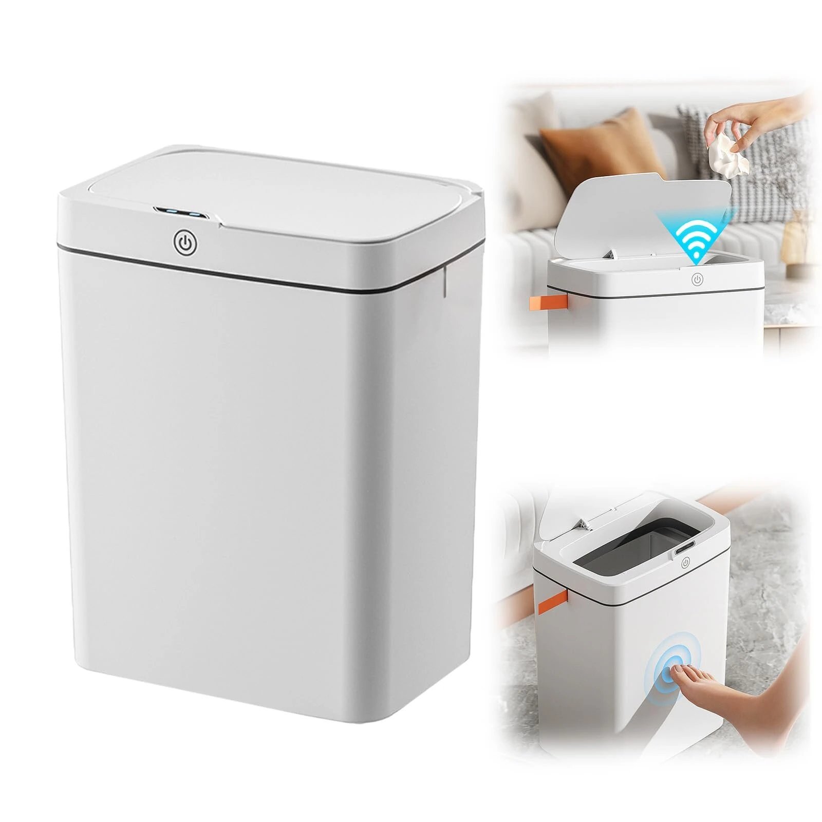15L Automatic Trash Can with Smart Sensor Easy Fast Packing Non-contact Trash Can with Lid Waterproof Sensor Trash Can for Kitchen Bathroom Office (image for) 15L Automatic Trash Can with Smart Sensor Easy Fast Packing Non-contact Trash Can with Lid Waterproof Sensor Trash Can for Kitchen Bathroom Office