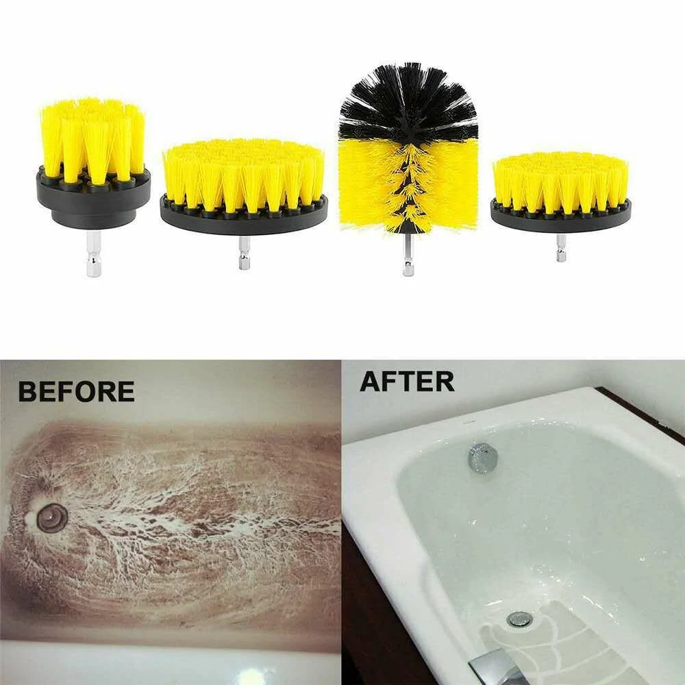 (image for) 7pc/set Attachable Electric Drill Brushes Scouring Pad For Cleaning Flooring Brick Pool Tile Ceramic Marble Grout Bathroom Car