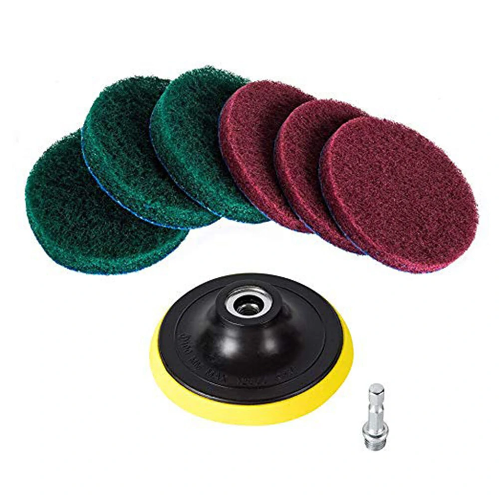 (image for) 7pc/set Attachable Electric Drill Brushes Scouring Pad For Cleaning Flooring Brick Pool Tile Ceramic Marble Grout Bathroom Car