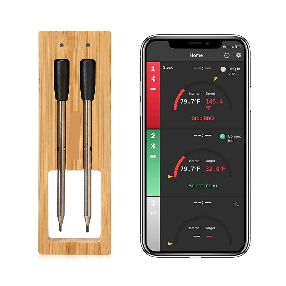 BBQ Probe Wireless Bluetooth BBQ Thermometer Kitchen Food Barbecue Thermometer Smart Cooking Thermometer 165ft Remote Meat Food Thermometer Instant Read (image for) BBQ Probe Wireless Bluetooth BBQ Thermometer Kitchen Food Barbecue Thermometer Smart Cooking Thermometer 165ft Remote Meat Food Thermometer Instant Read