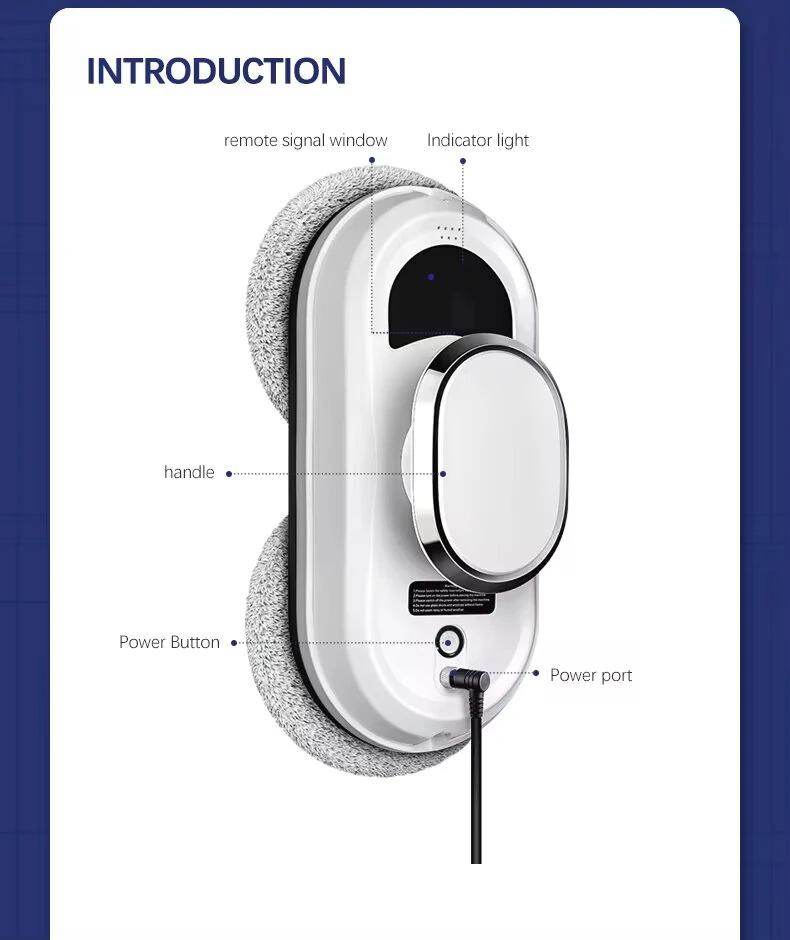 (image for) Electric Window Cleaner Robot With Remote Control Smart Glass Cleaning Robotic with 5600Pa Strong Suction Window Cleaning Robot for Windows Tiles Class Door